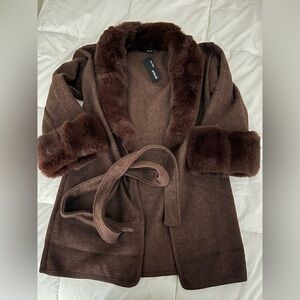 Faux fur trim coat